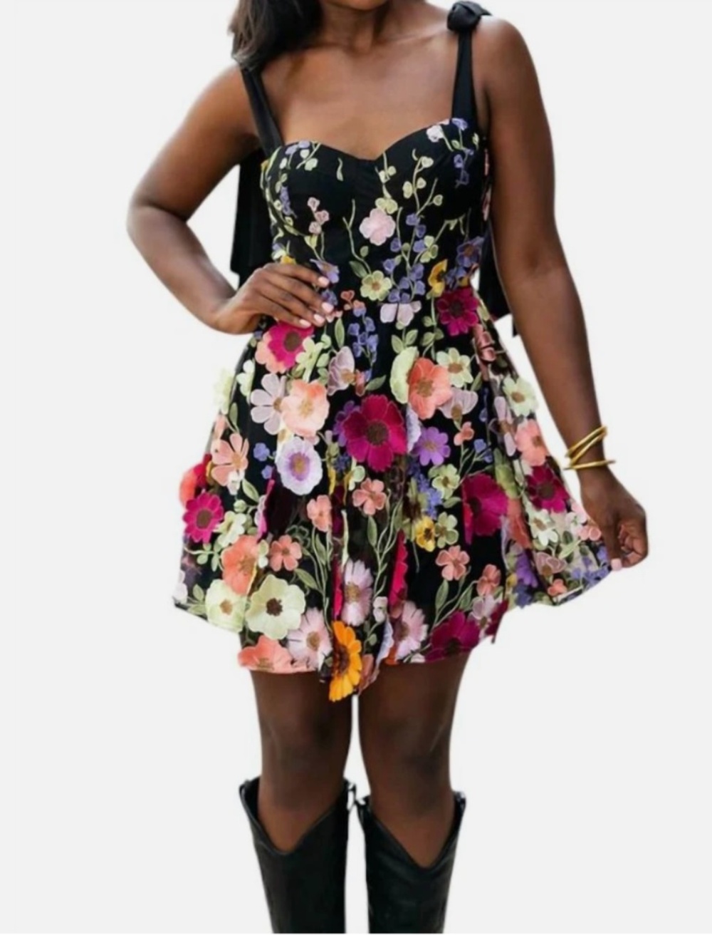 Buddy Love Carter Appliqué 3D Floral Bustier Dress Nwt L